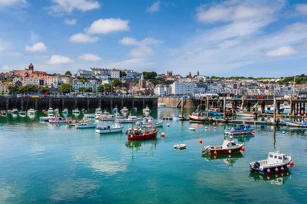 Harbour and Skyline of Saint Peter Port of Guernsey