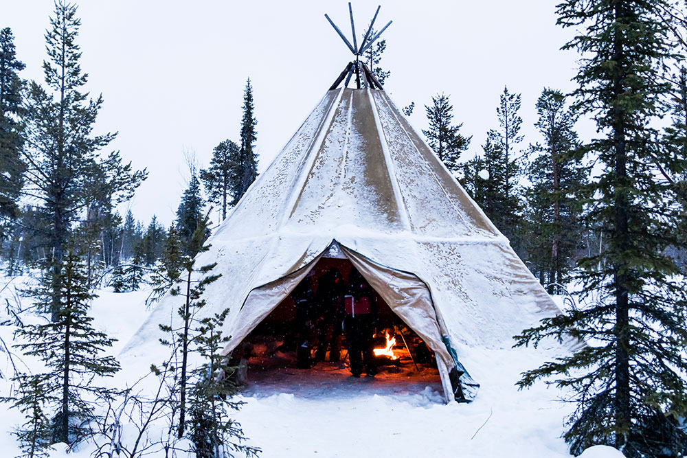 Tipi in Lapland in Winter