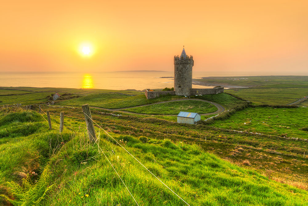 Coast of Co. Clare at sunset in Ireland