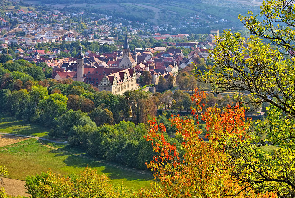 The town Weikersheim in autumn colours