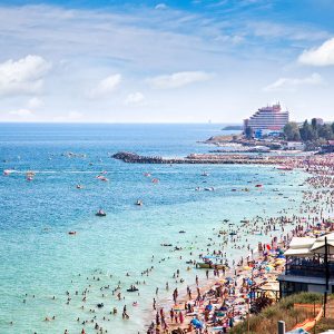 Beautiful long sand beach in Costinesti