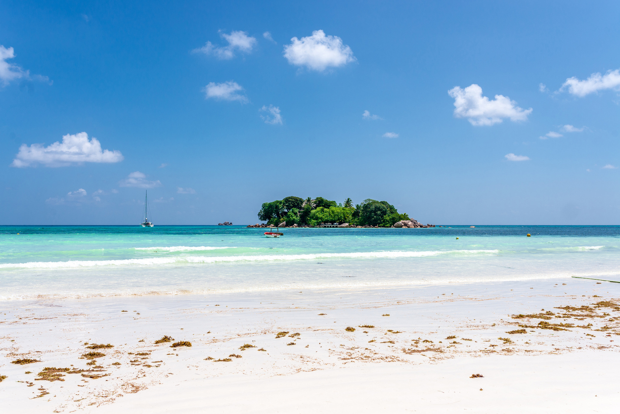 View over Anse Volbert Praslin Seychelles