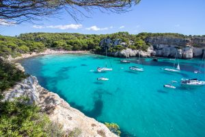 Panorama view of Macarella beach in Menorca, Balearic Islands, Spain