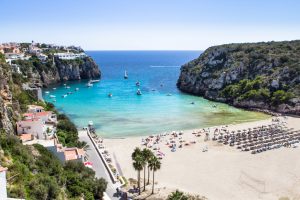 Cala en Porter beach on Menorca at Balearics islands, Spain