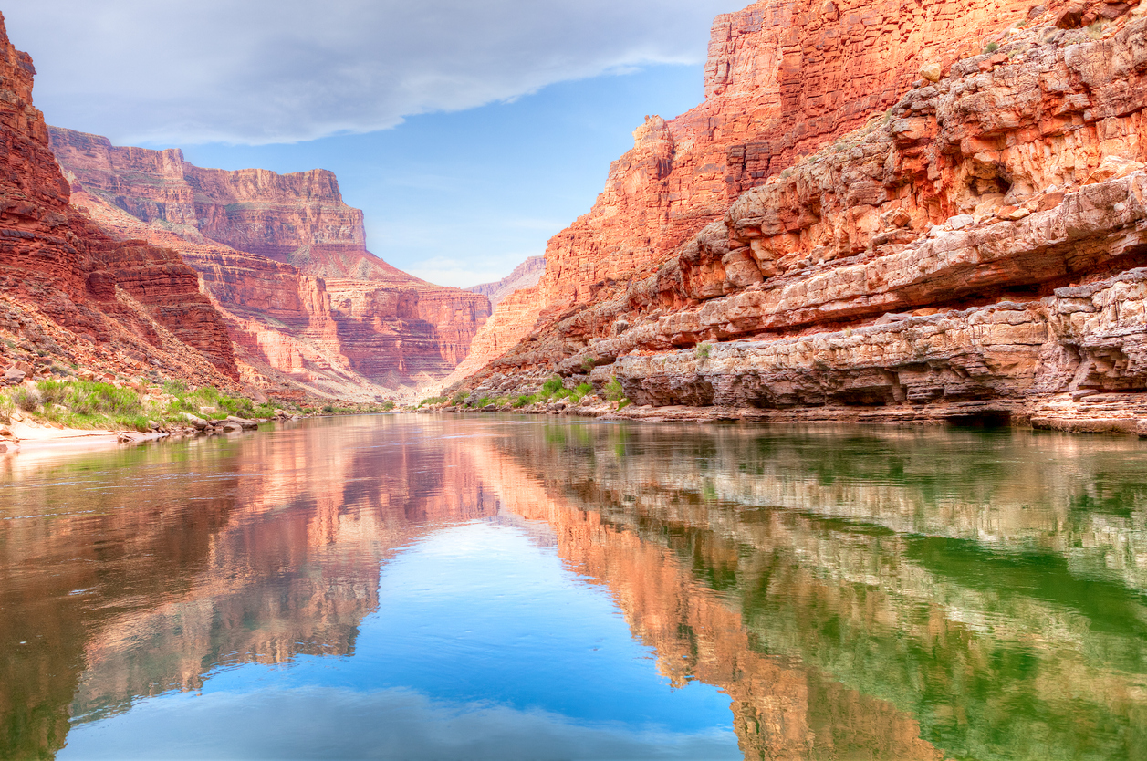 Reflection of Grand Canyon in Colorado River.