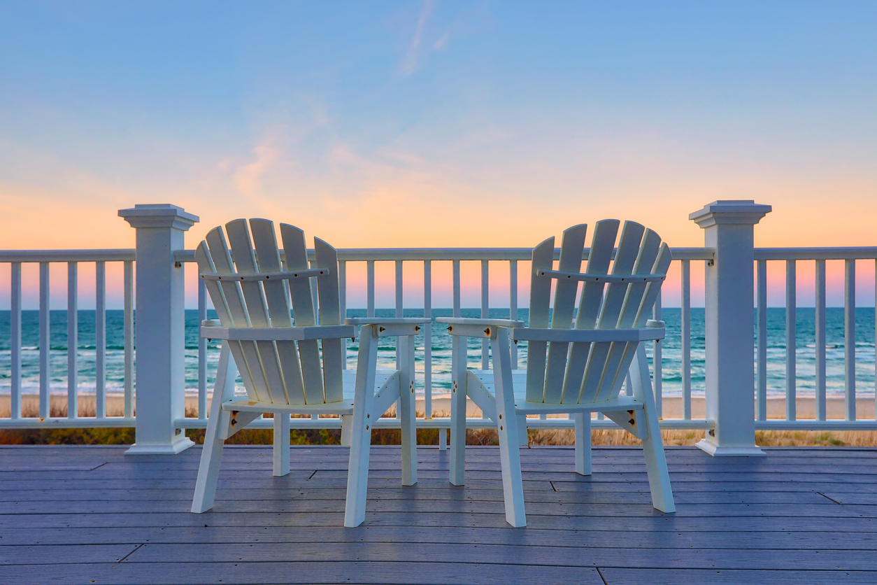 Enjoy the view of the ocean from a chair while on vacation at the Outer Banks in North Carolina