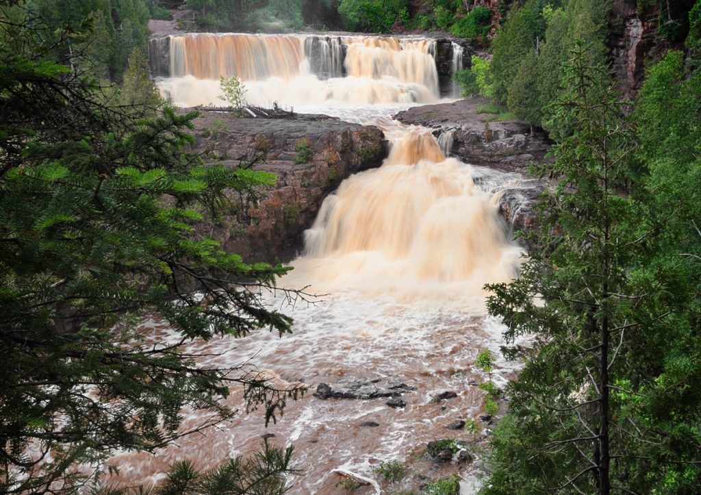 Gooseberry Falls Middle Falls and Lower Falls in full flow