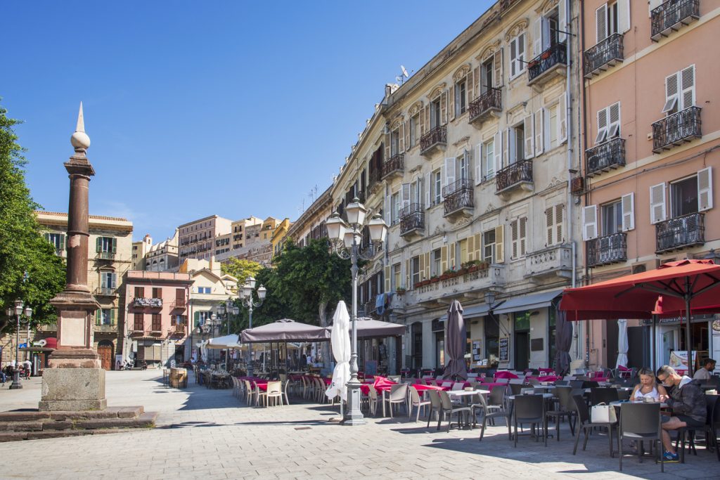 A view of the Piazza Yenne square, in Cagliari, Sardinia, Italy