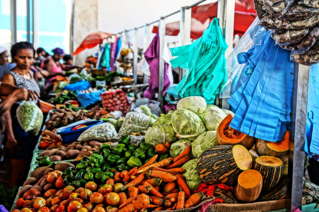 The fresh market in Praia on Santiago Island 