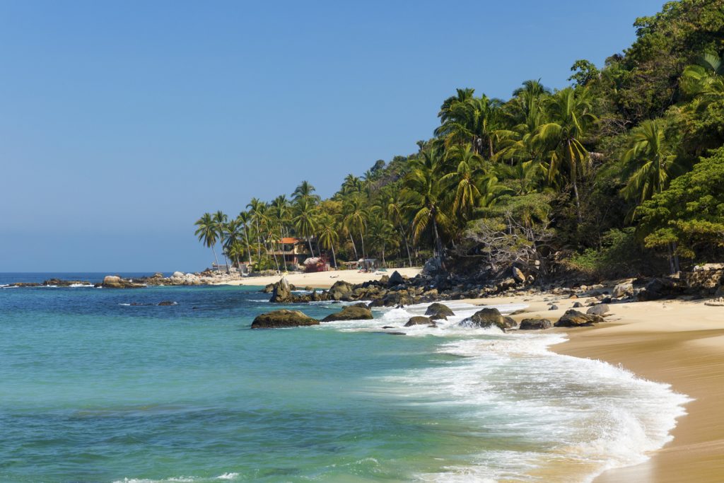 Tropical beach in Pizota near Puerto Vallarta, Mexico