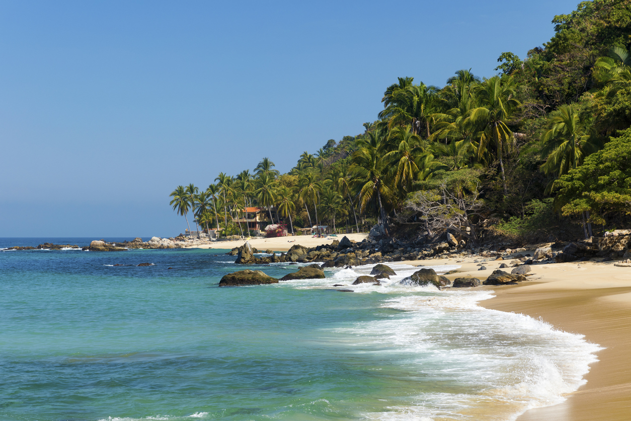 Tropical beach in Pizota near Puerto Vallarta, Mexico