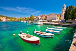 Facing the turquoise sea of ​​Cavtat view, southern Dalmatia resort, Croatia