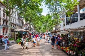 People walking on La Rambla