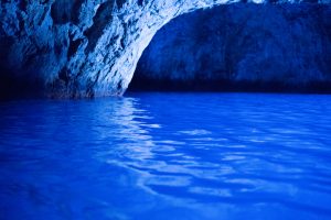 Inside the unique Blue Grotto cave at Capri Italy