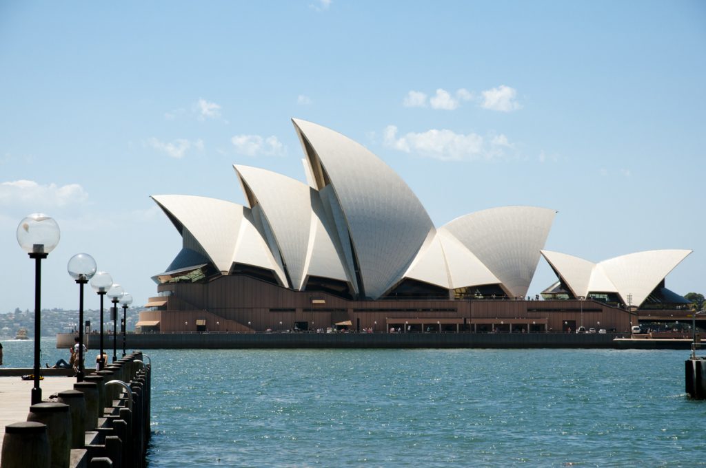 The Sydney Opera House seen from the west end of Circular Quay