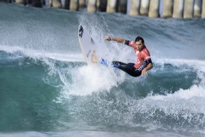 Tim Reyes competes in the Vans US open of surfing in Huntington Beach CA.