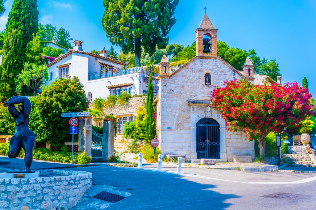 View of a chapel in the village of Saint Paul de Vence in France
