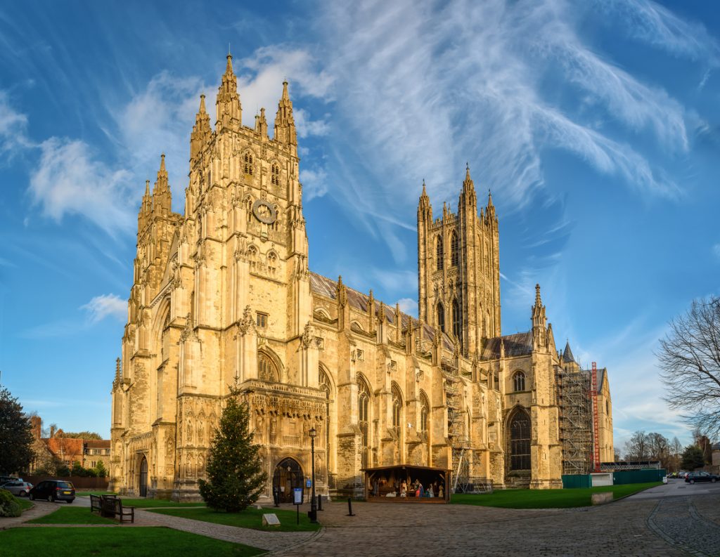 Canterbury Cathedral in the sunset during Winter