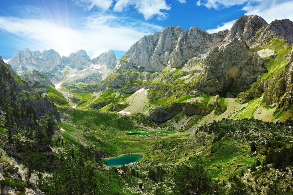 Amazing view of mountain lakes in Albanian Alps