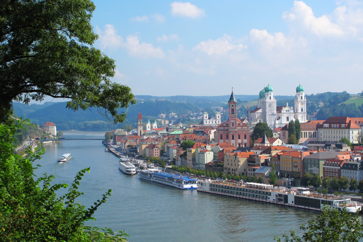 View on Passau, the city of three Rivers in Bavaria, Germany.