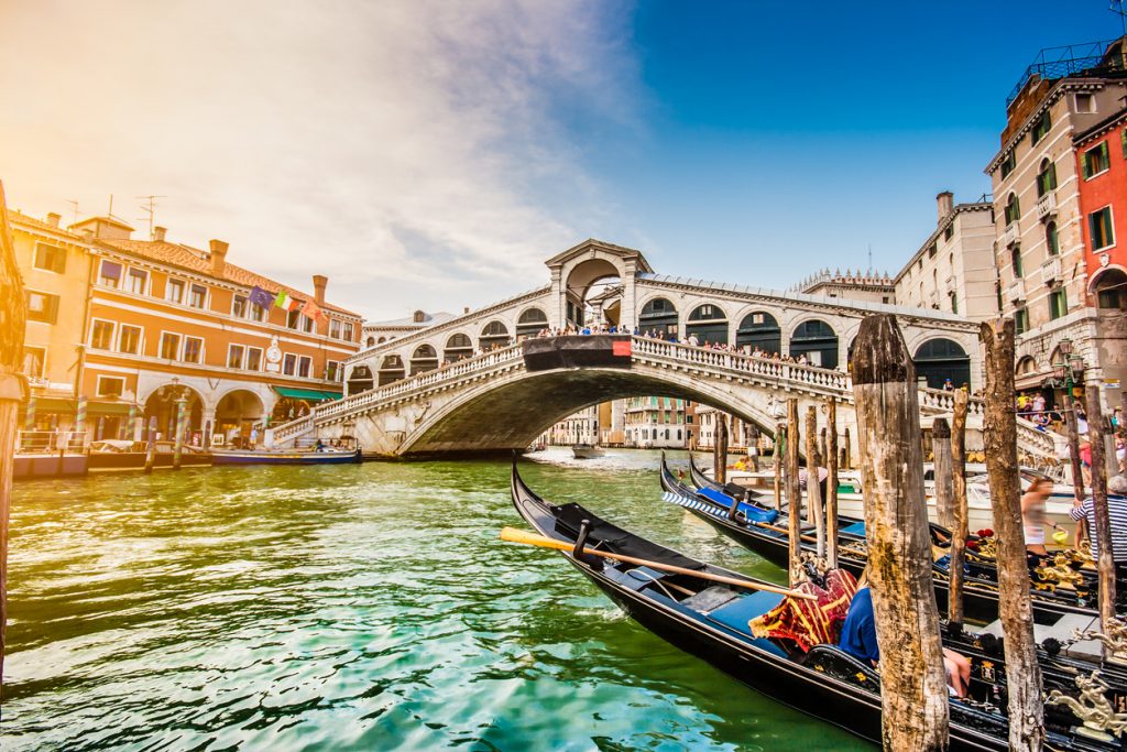 Canal Grande with Rialto Bridge at sunset, Venice