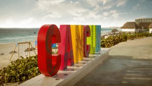 Colorful sign of Cancun in Mexico