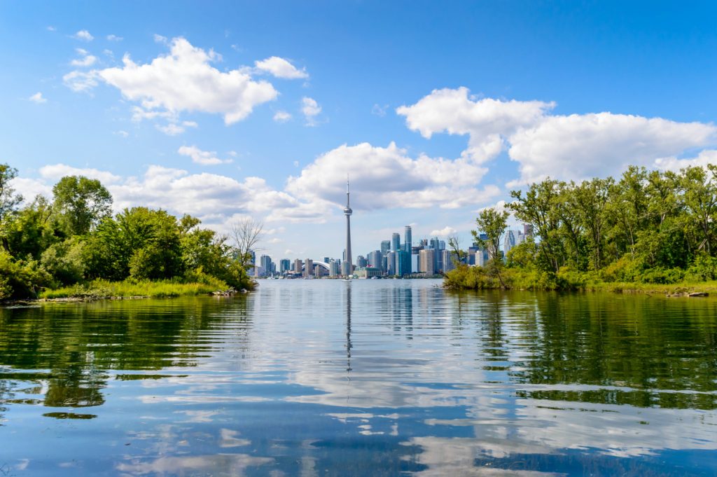 Toronto cityscape from the Toronto Islands.
