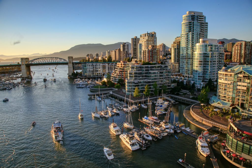 Vancouver BC Canada Cityscape at sunset