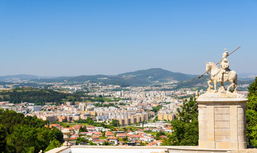 View from the top of Bom Jesus do Monte, a sanctuary in Tenoes, Braga, Portugal