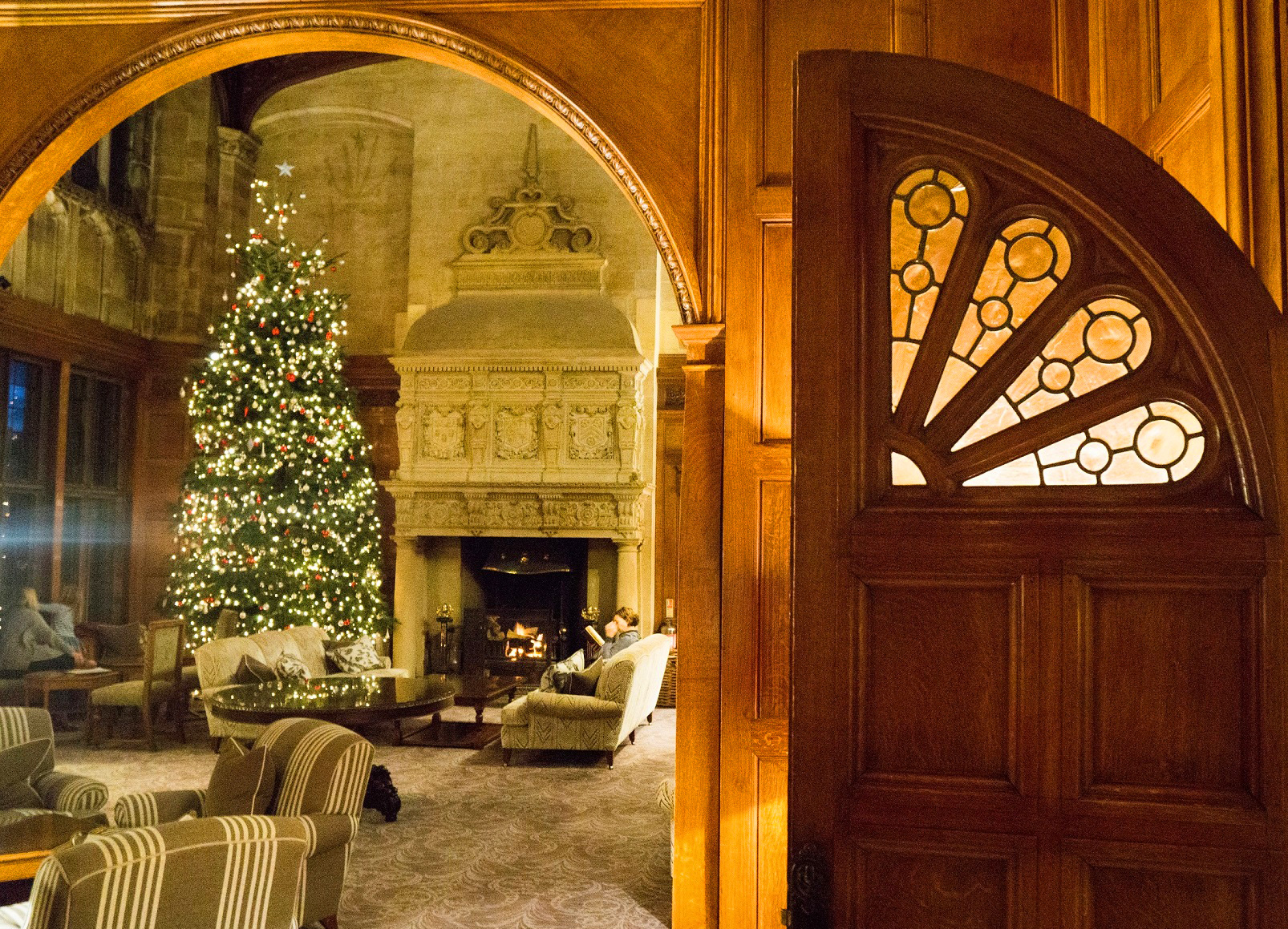Bovey Castle at Christmas with Christmas Tree