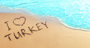 I love Turkey Written on the Sand