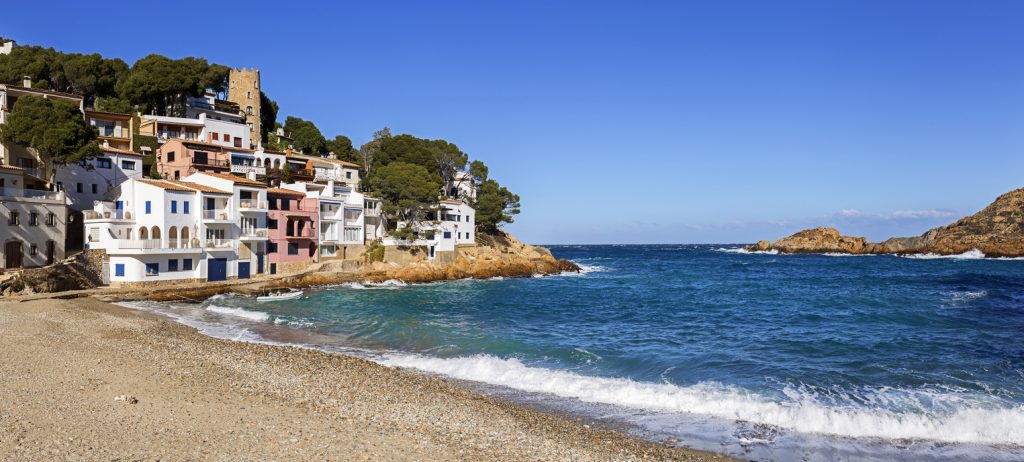 Panoramic view of Sa Tuna, a fishermen village in Costa Brava, Catalonia