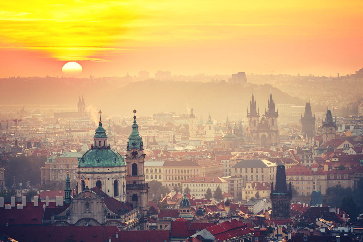 City of Prague at sunrise