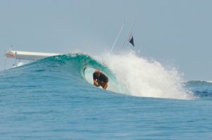 Surfing in the Maldives