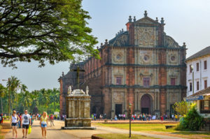 Basilica of Bom Jesus (Borea Jezuchi Bajilika) in Old Goa, India. The basilica is a UNESCO World Heritage Site.