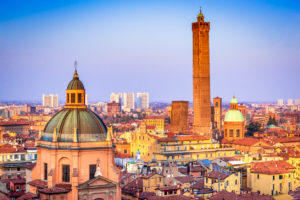 Bologna - Skyline of medieval Two Towers (Due Torri), Asinelli and Garisenda.