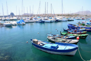 Fishing boats in harbor in Las Galletas in Tenerife