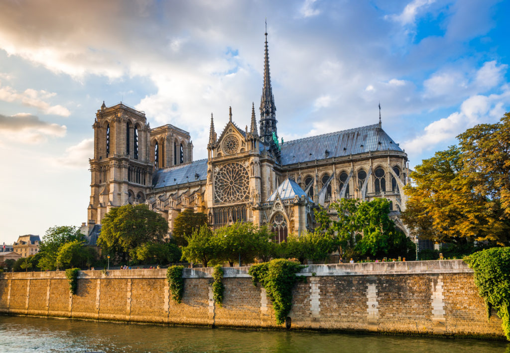 Gorgeous sunset over Notre Dame cathedral