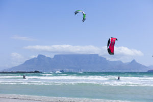 Kite Surfing on Bloubergstrand, Cape Town, South Africa