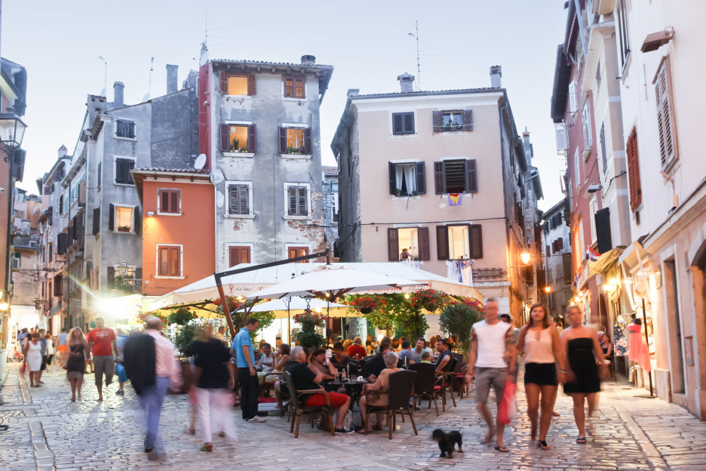 People walking in streets of Rovinj