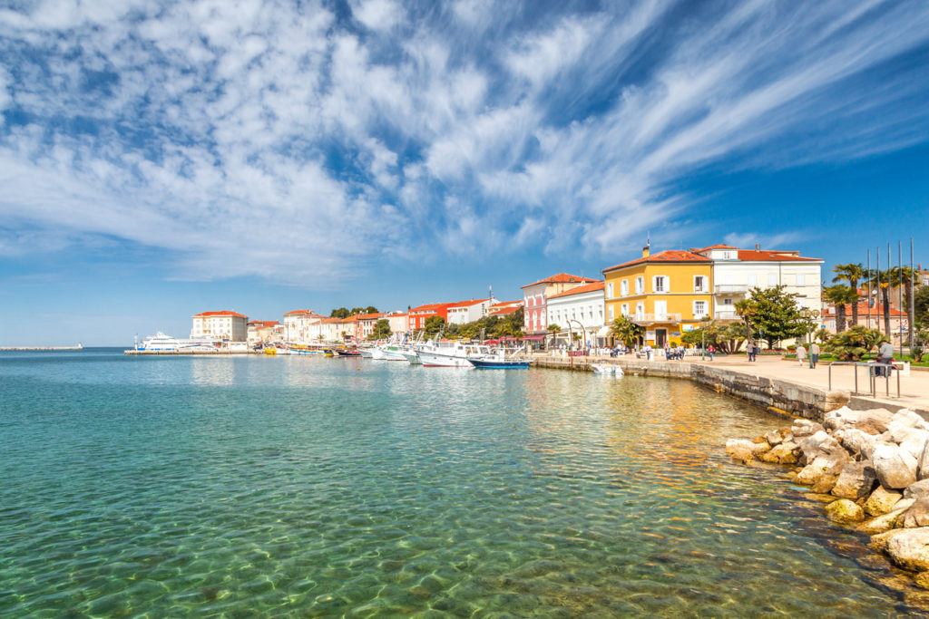 Porec town and harbour on Adriatic sea in Croatia, Europe.