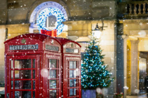 Red Telephone Box in Christmas in London