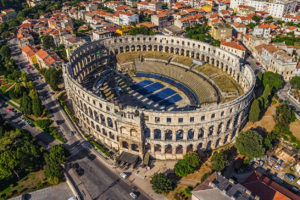 Roma Amphitheatre Arena in Pula, Croatia. UNESCO world heritage site