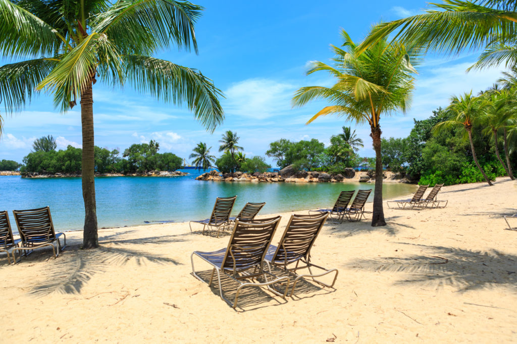 The Beach of Sentosa Island in Singapore town, Singapore.