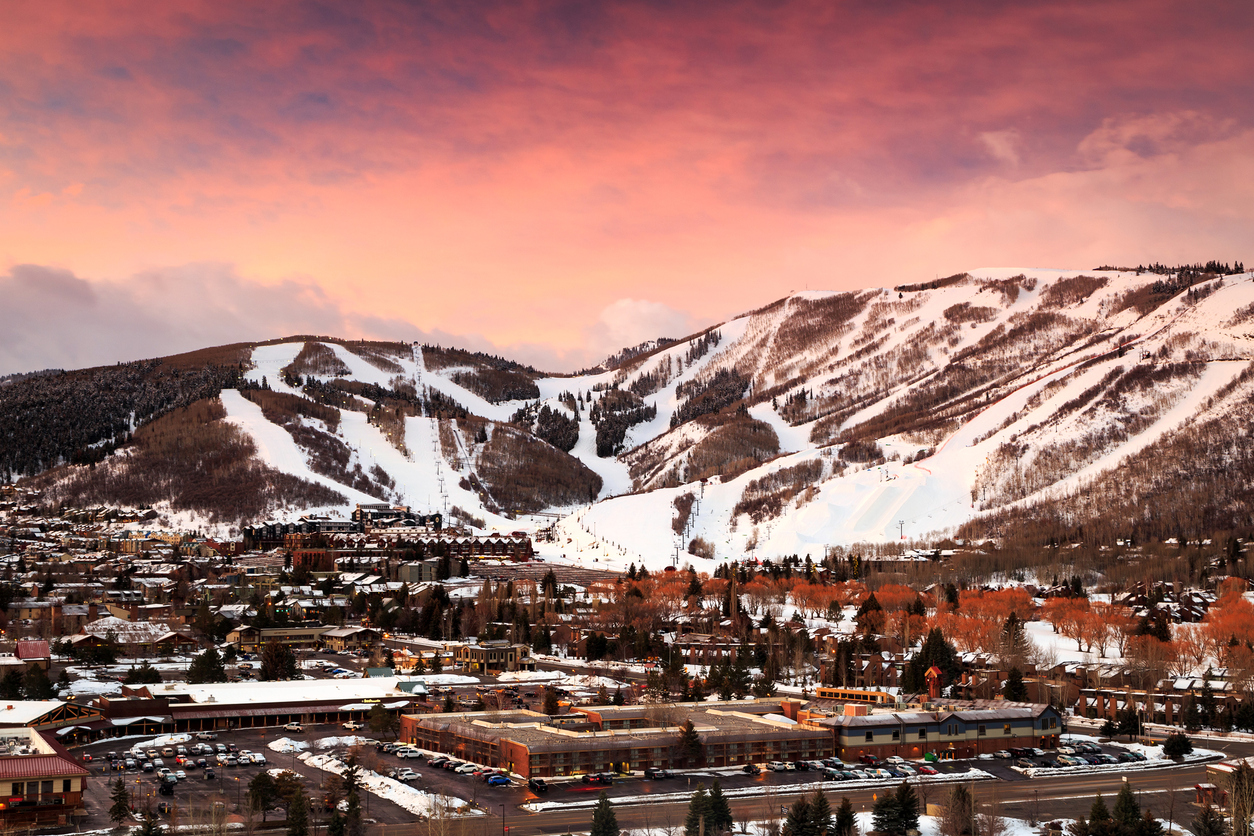 Winter sunrise in Park City, Utah, USA.