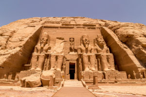 The front of the Abu Simbel Temple, Aswan, Egypt