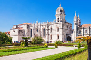 The Jeronimos Monastery or Hieronymites Monastery is located in Lisbon, Portugal