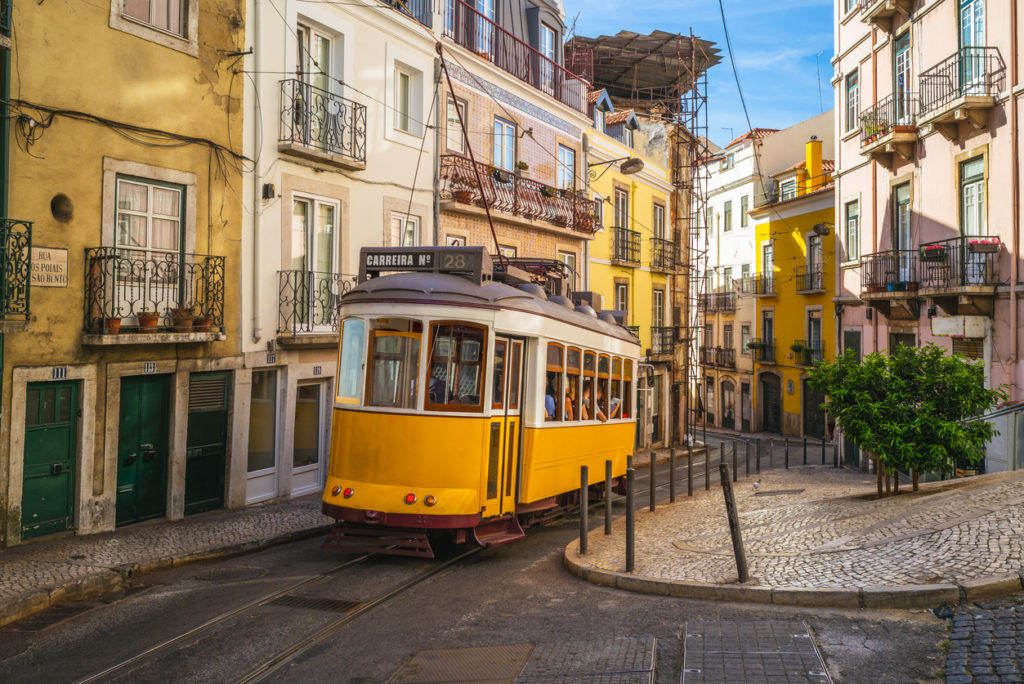 One of the many Trams in Lisbon.