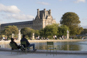 View to the Jardin des Tuileries in Paris, France