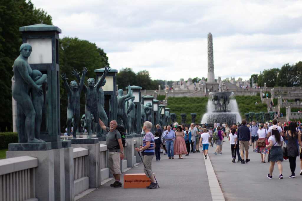 Vigeland Park, Bridge with view of Fountain and Monolith 